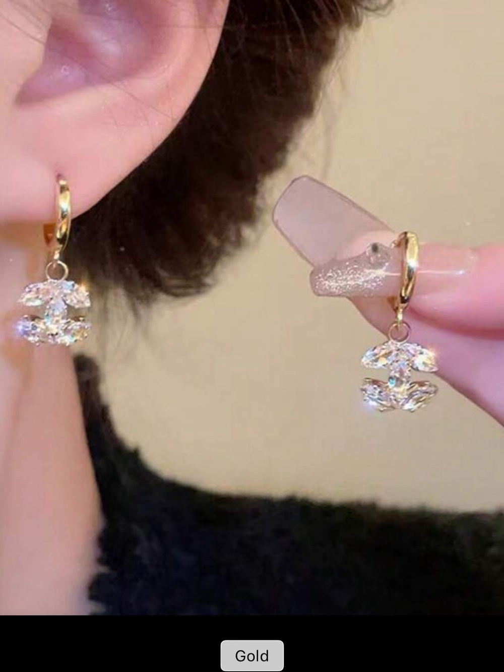 Gold Crystal Drop Earrings - Women's Jewelry